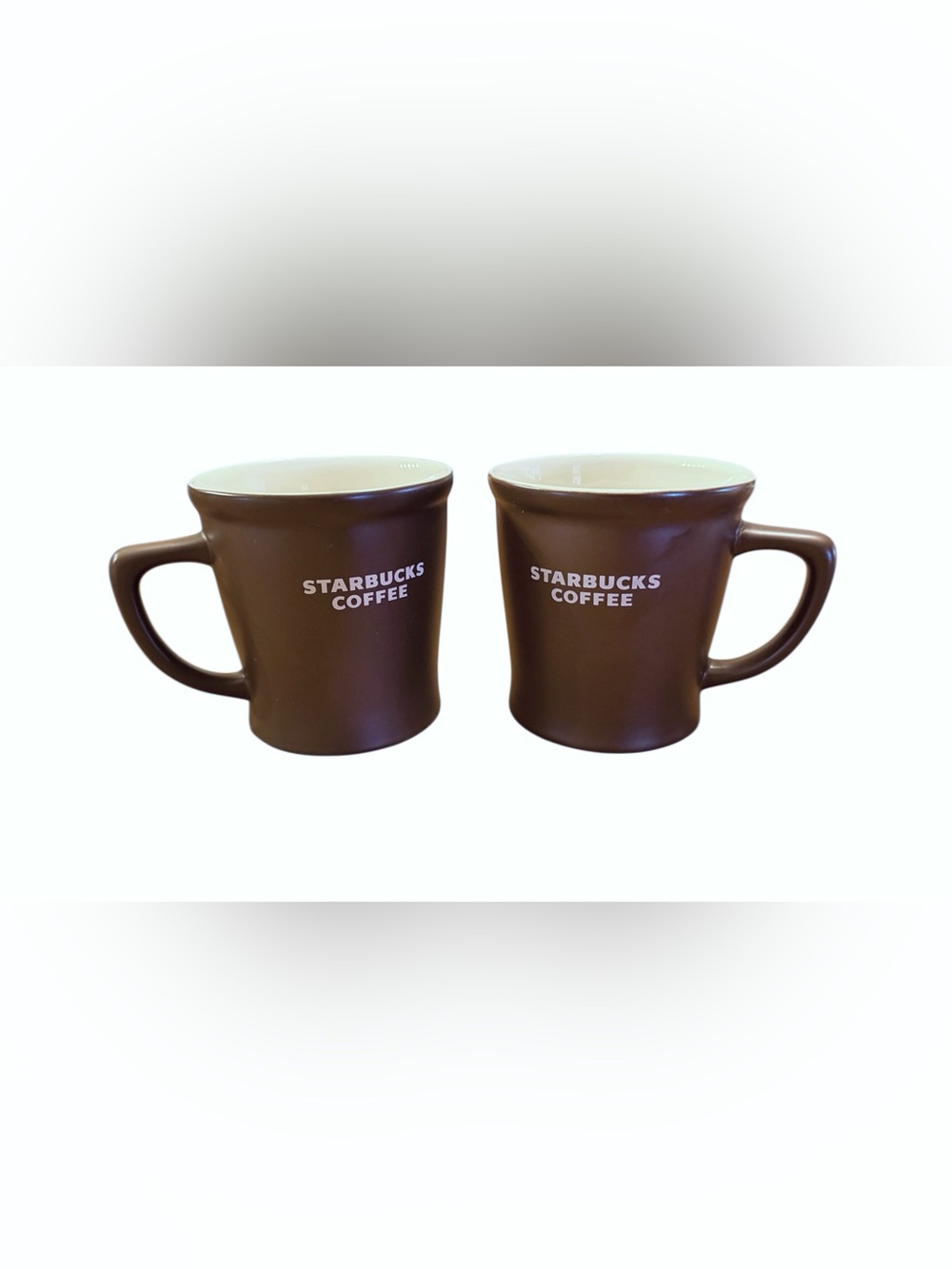 Starbucks Brown and White Ceramic Coffee Mugs - Pair